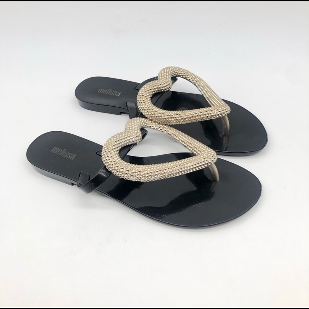 Melissa Big Heart flip flops  Size 8. Brand New